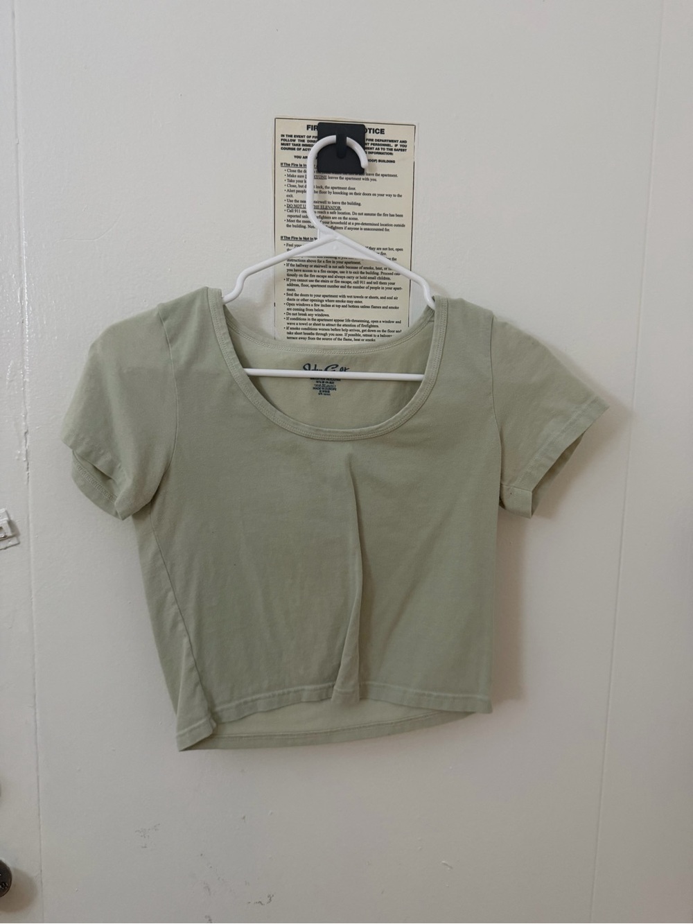 Brandy Melville Sage Green Scoop Neck Crop Tee